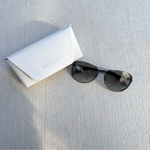 Michael Kors Black Aviator Sunglasses w/ White Saffiano Case - Chelsea- Womens